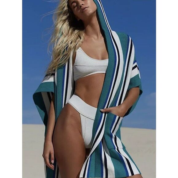 Free People Sweaters - Free People All I Need Stripe Hooded Poncho